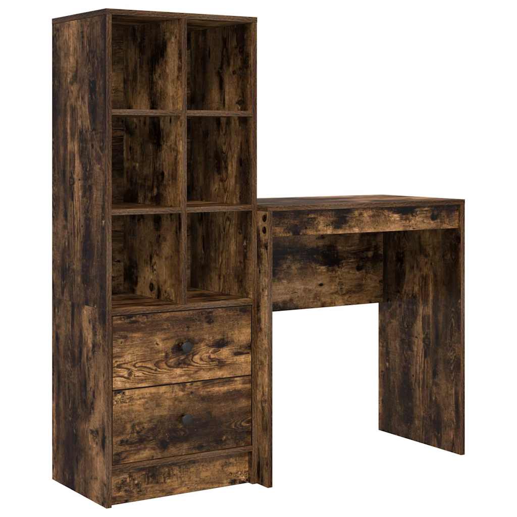 Schreibtisch mit Schubladen 2 pcs Geräucherte Eiche
