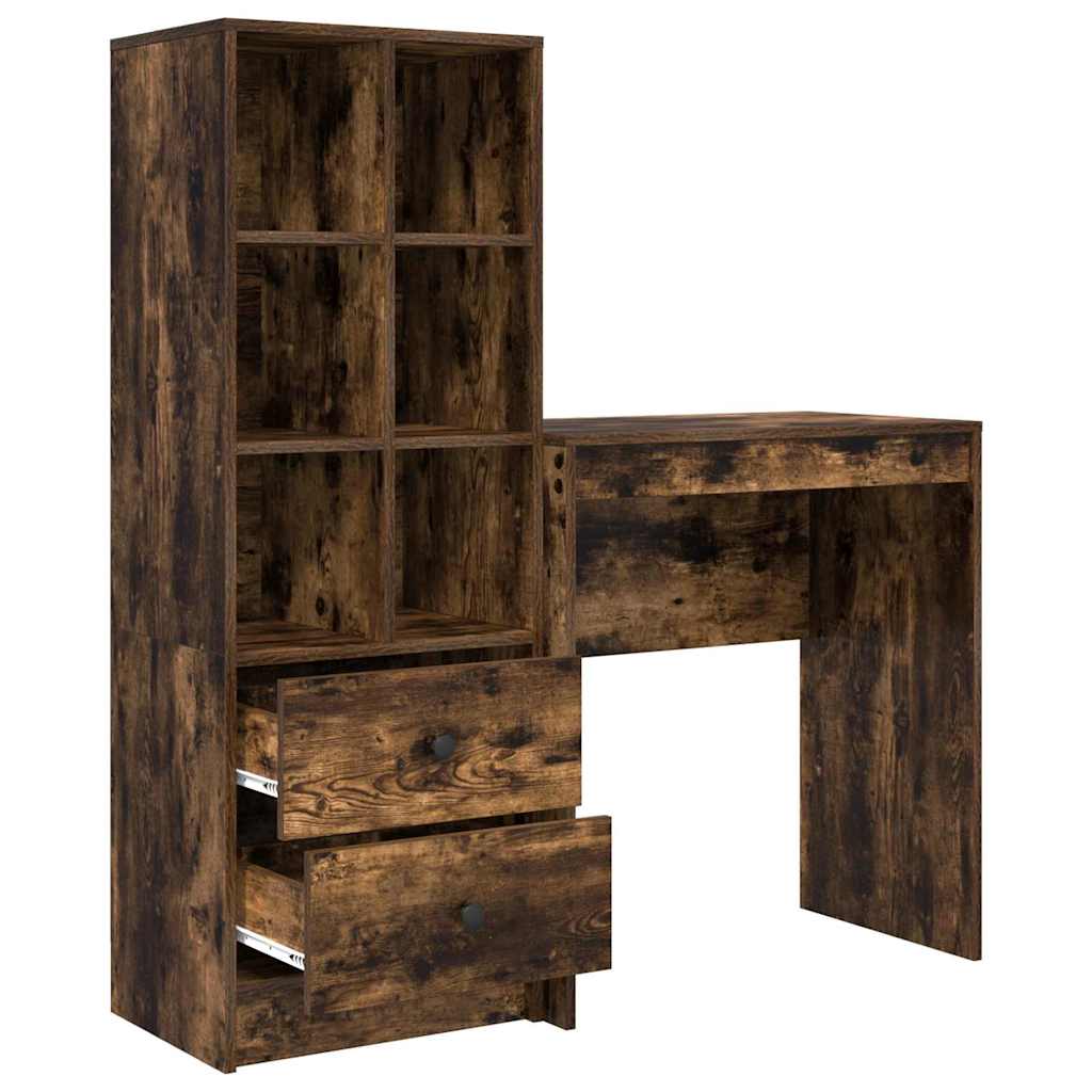 Schreibtisch mit Schubladen 2 pcs Geräucherte Eiche