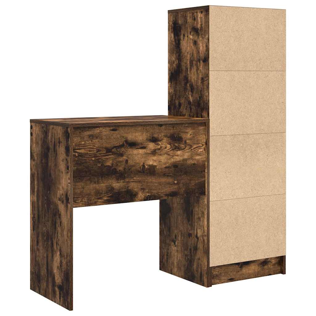 Schreibtisch mit Schubladen 2 pcs Geräucherte Eiche