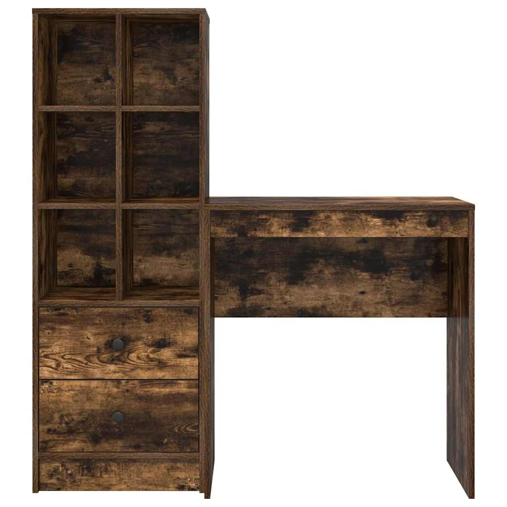 Schreibtisch mit Schubladen 2 pcs Geräucherte Eiche
