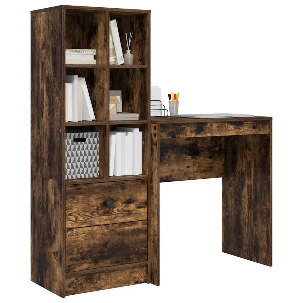 Schreibtisch mit Schubladen 2 pcs Geräucherte Eiche
