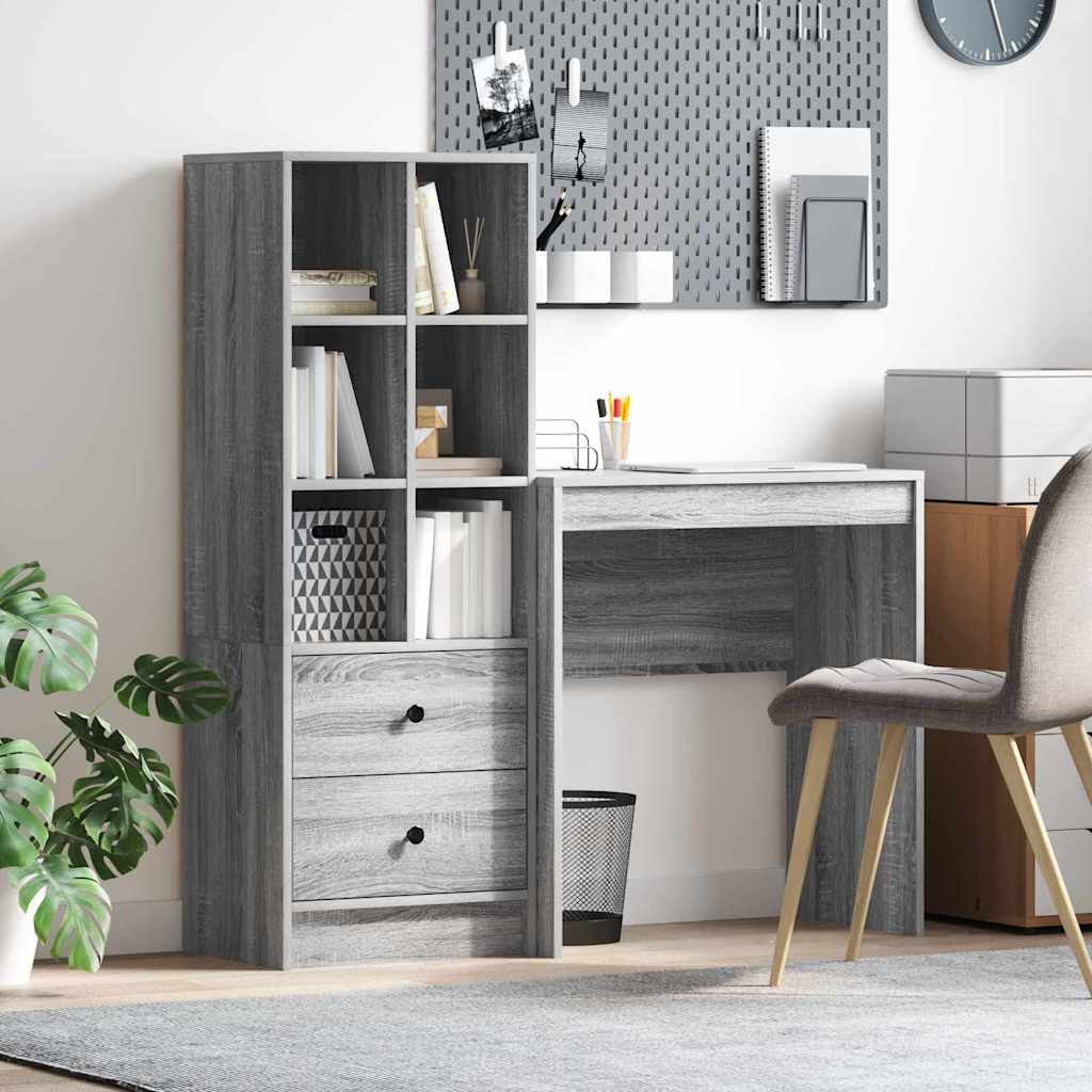 Desk with drawers 2 pcs Sonoma Grey