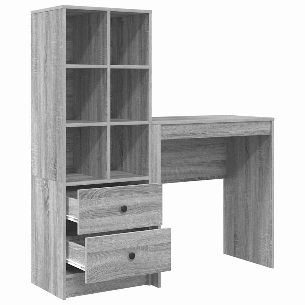 Desk with drawers 2 pcs Sonoma Grey