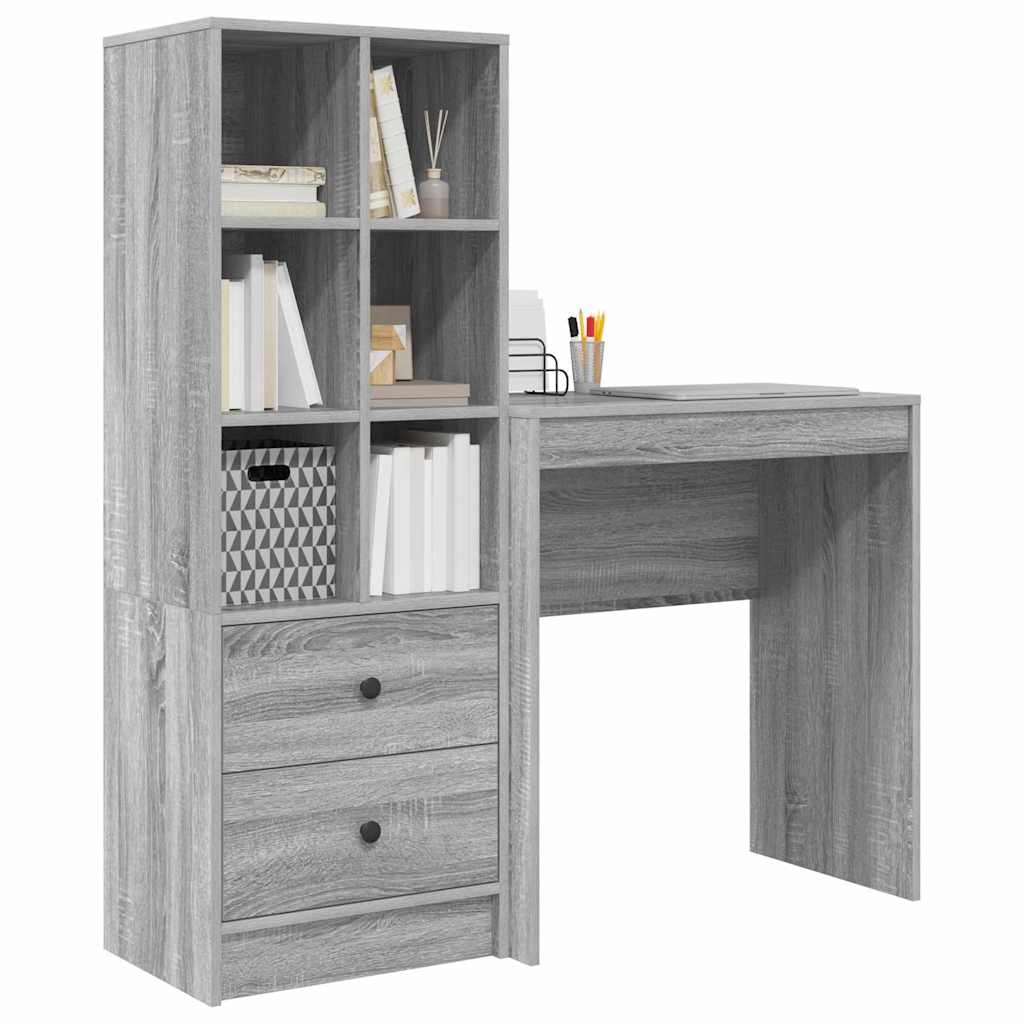 Desk with drawers 2 pcs Sonoma Grey