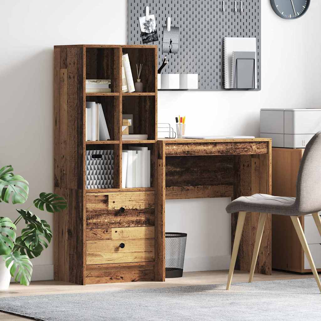 Schreibtisch mit Schubladen 2 pcs Altholz