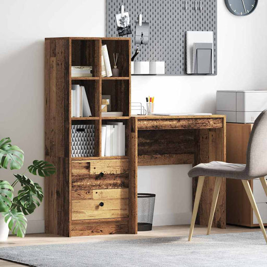 Schreibtisch mit Schubladen 2 pcs Altholz