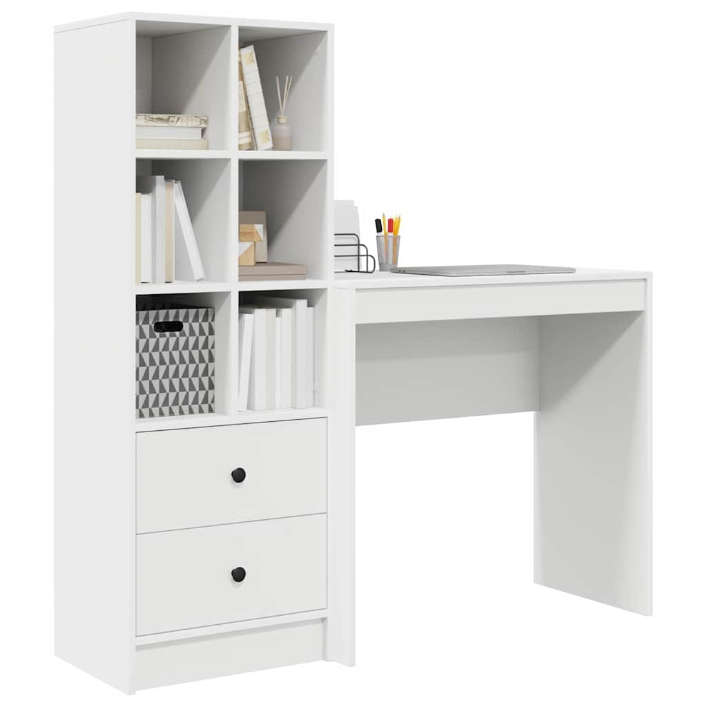 Schreibtisch mit Schubladen 2 pcs Weiß