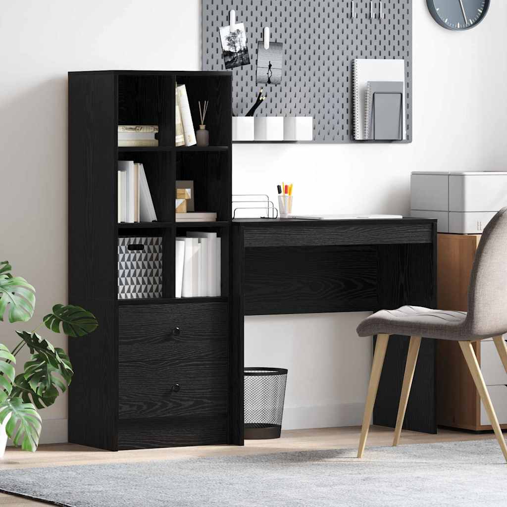 Desk with Drawers 2 pcs Black Oak-Look