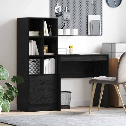 Schreibtisch mit Schubladen 2 pcs Schwarz Eichen-Optik