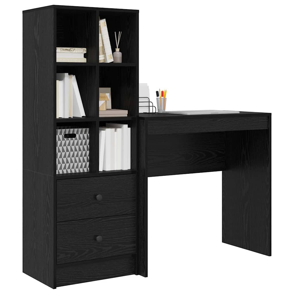 Desk with Drawers 2 pcs Black Oak-Look