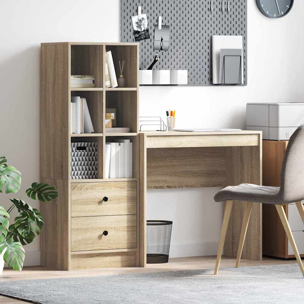 Desk with drawers 2 pcs Sonoma oak