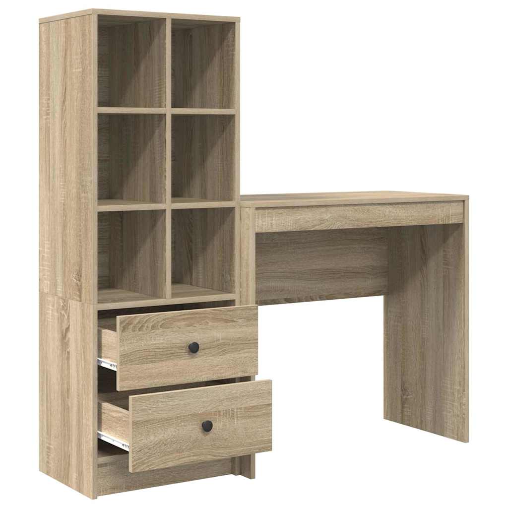 Desk with drawers 2 pcs Sonoma oak