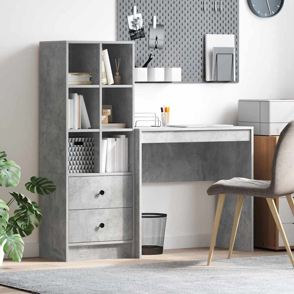 Schreibtisch mit Schubladen 2 pcs Beton Grau