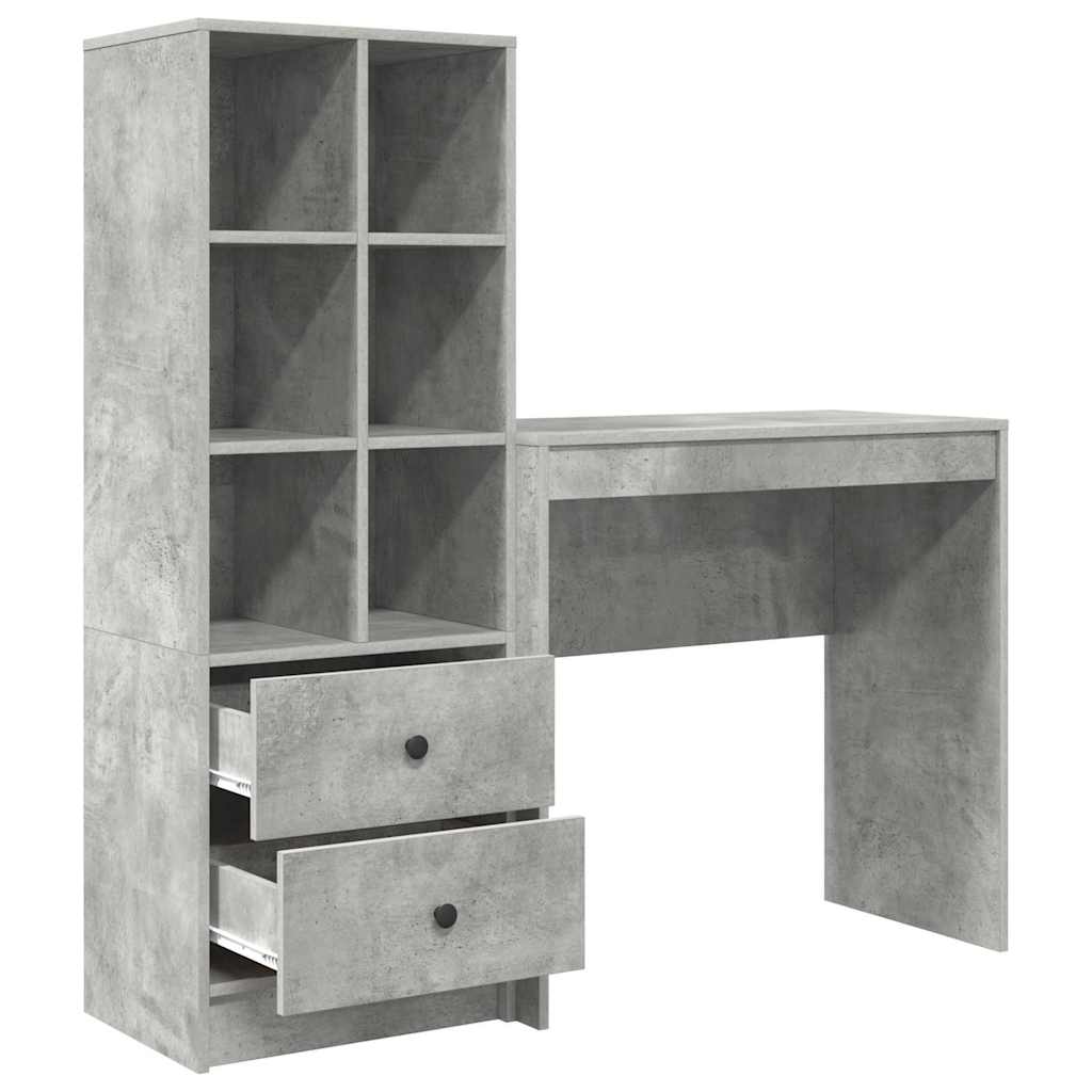 Schreibtisch mit Schubladen 2 pcs Beton Grau