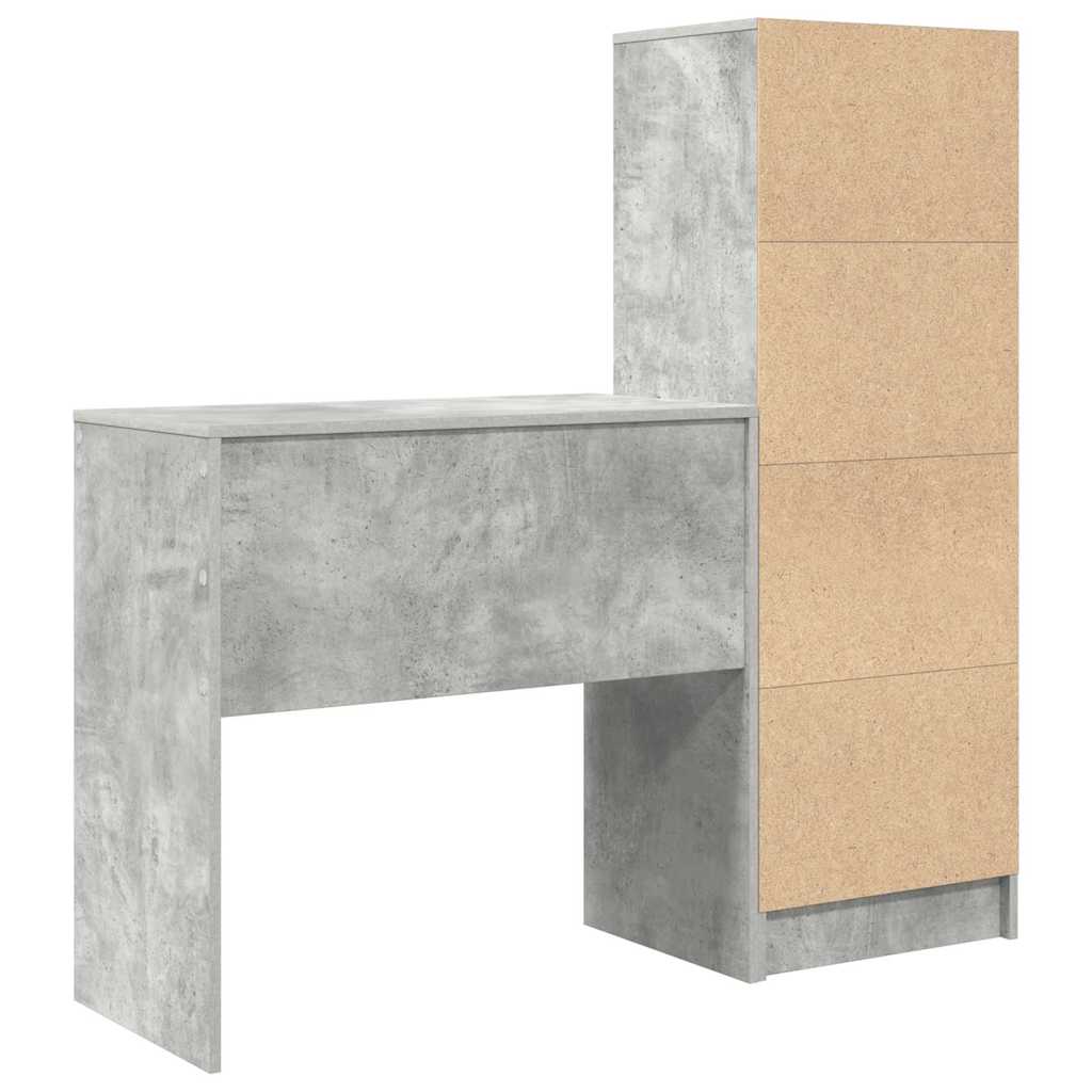 Schreibtisch mit Schubladen 2 pcs Beton Grau