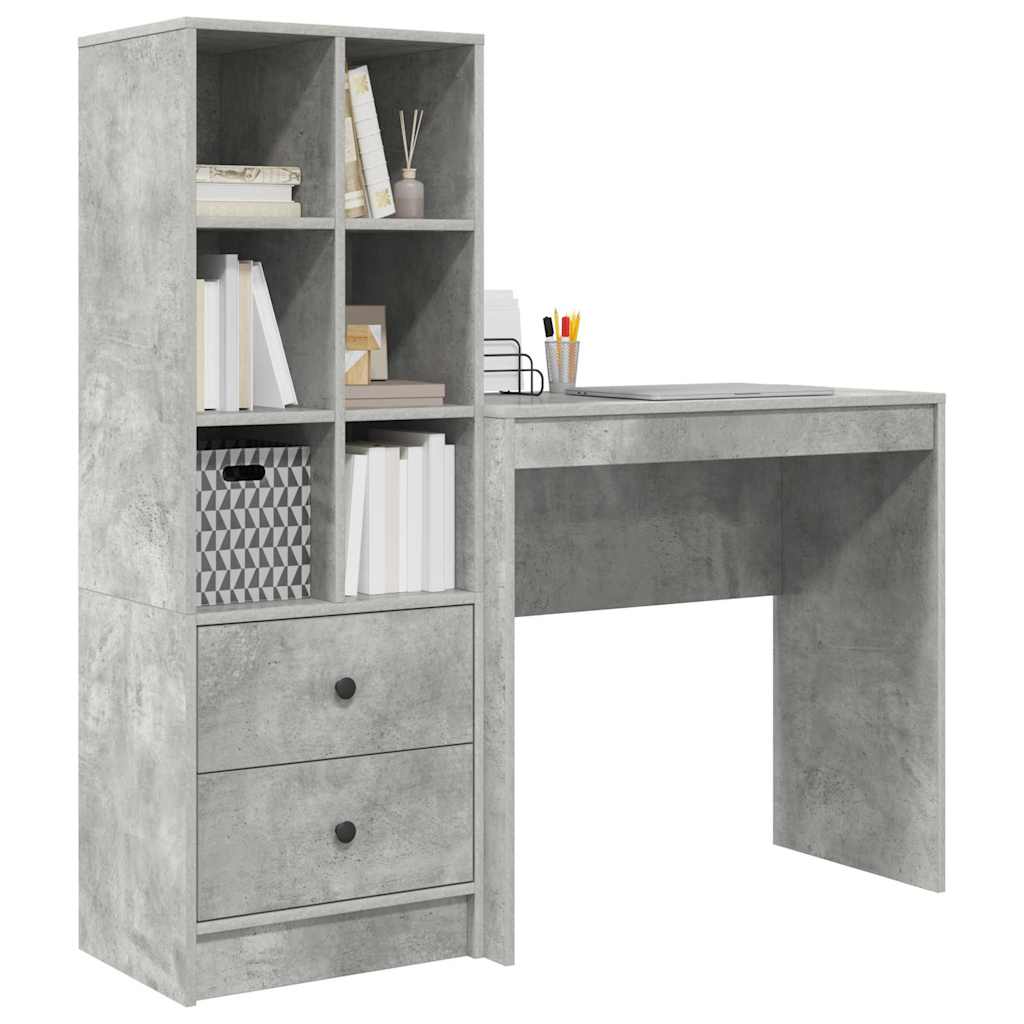 Schreibtisch mit Schubladen 2 pcs Beton Grau