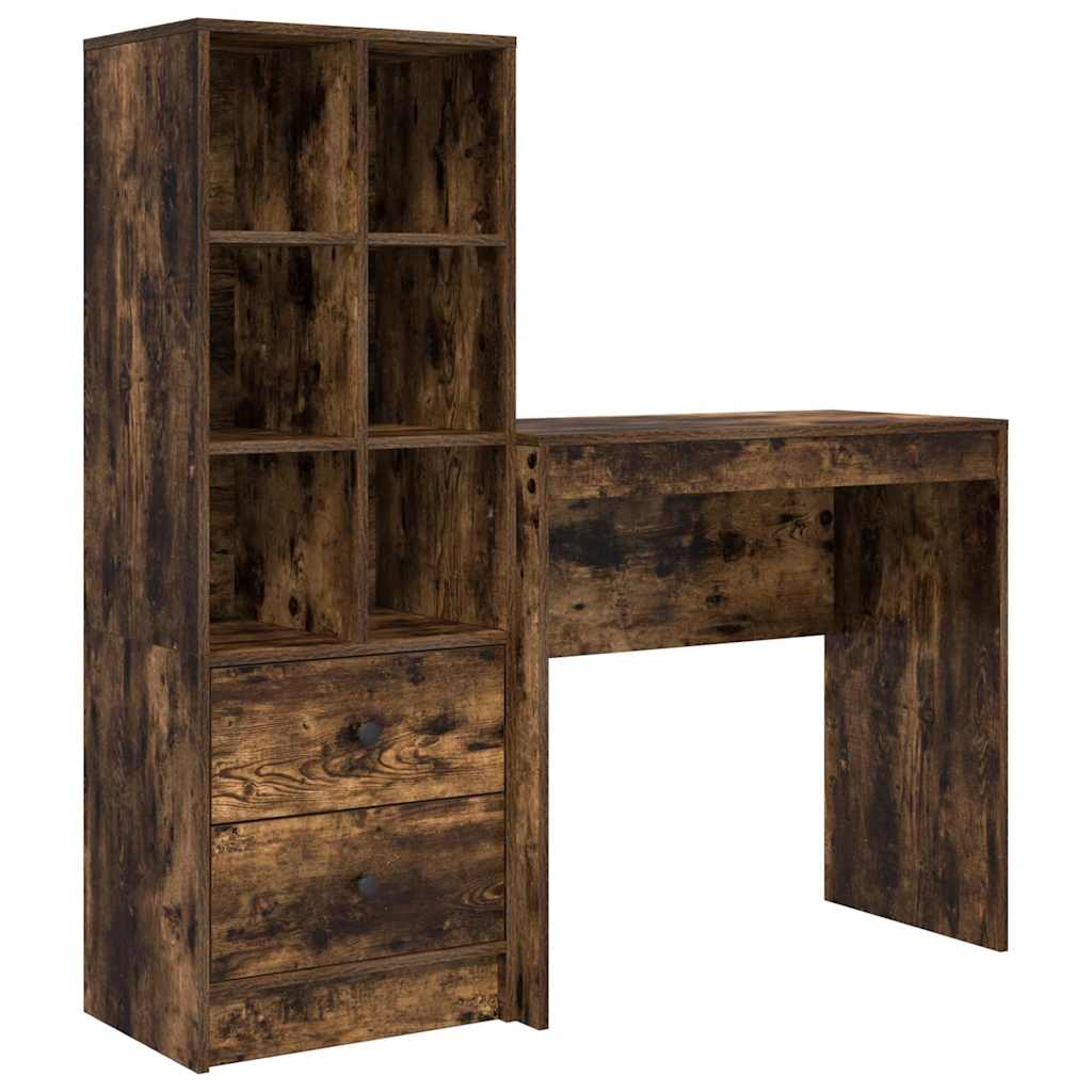 Schreibtisch mit Schubladen 2 pcs Geräucherte Eiche