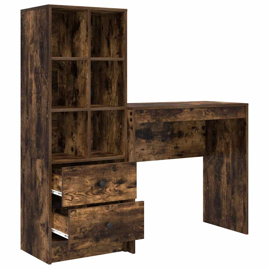 Schreibtisch mit Schubladen 2 pcs Geräucherte Eiche