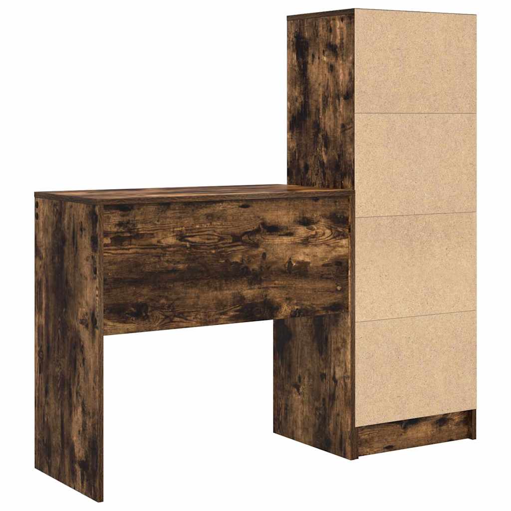 Schreibtisch mit Schubladen 2 pcs Geräucherte Eiche