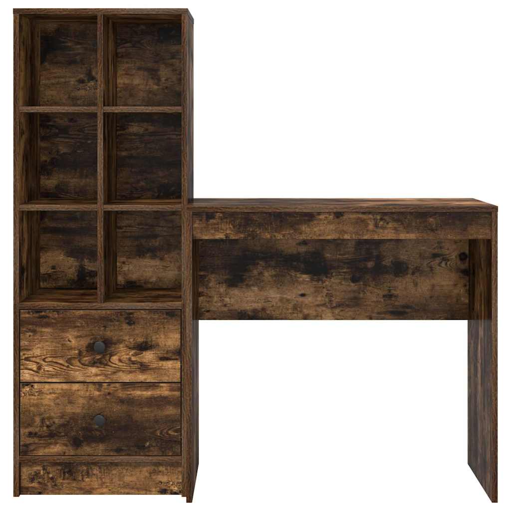 Schreibtisch mit Schubladen 2 pcs Geräucherte Eiche
