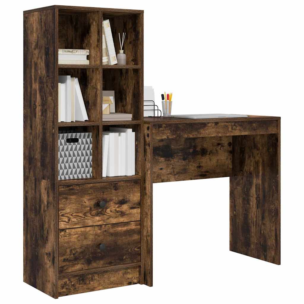 Schreibtisch mit Schubladen 2 pcs Geräucherte Eiche
