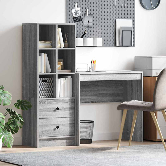 Schreibtisch mit Schubladen 2 pcs Graues Sonoma