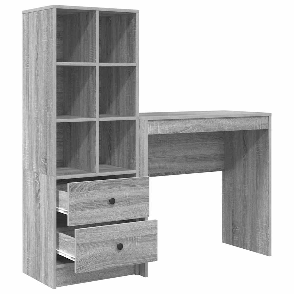 Desk with drawers 2 pcs Sonoma Grey