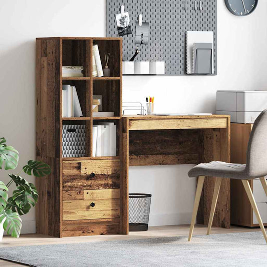 Schreibtisch mit Schubladen 2 pcs Altholz