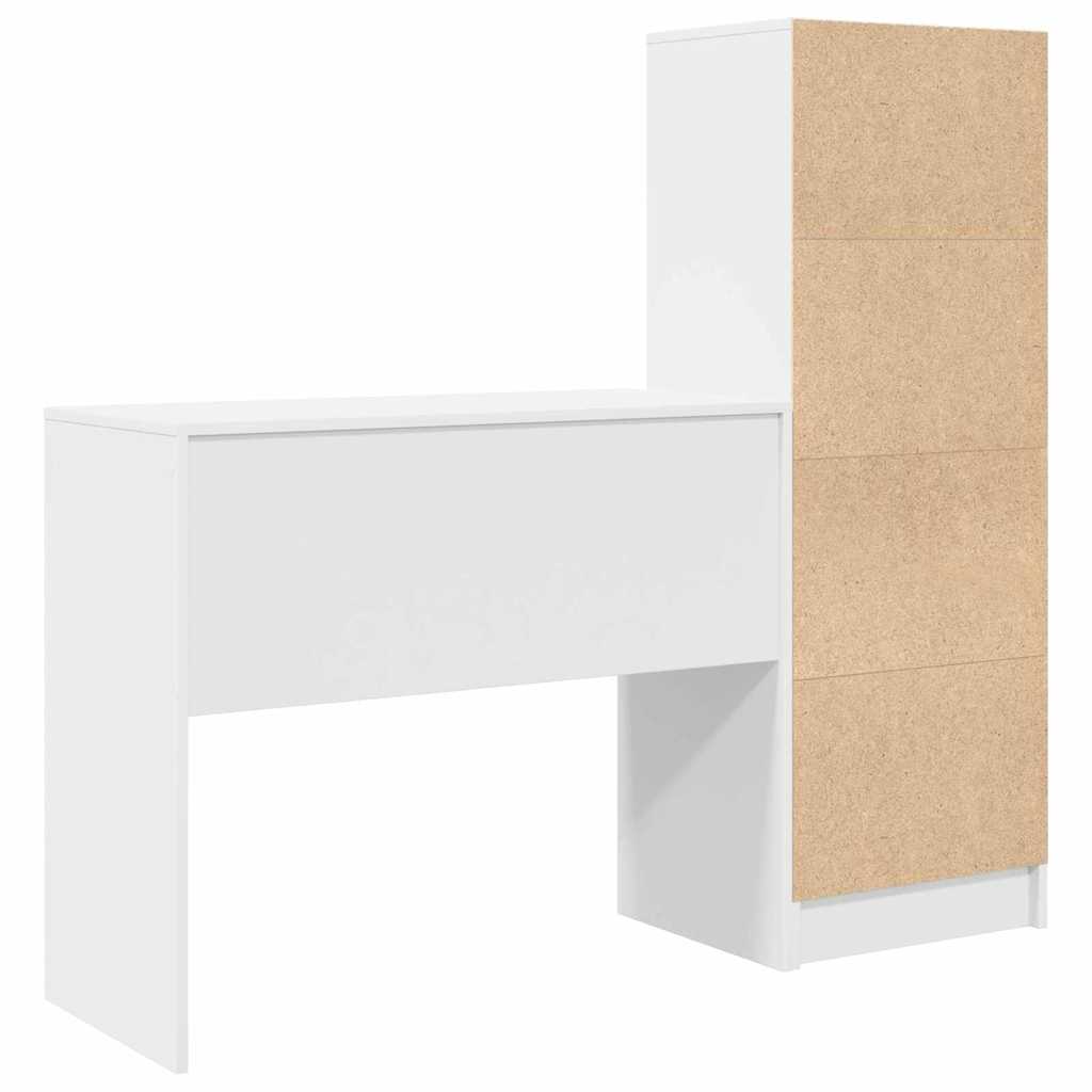 Desk with Drawers 2 pcs White