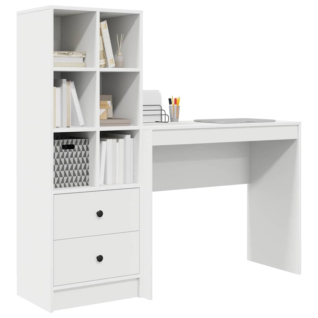 Desk with Drawers 2 pcs White