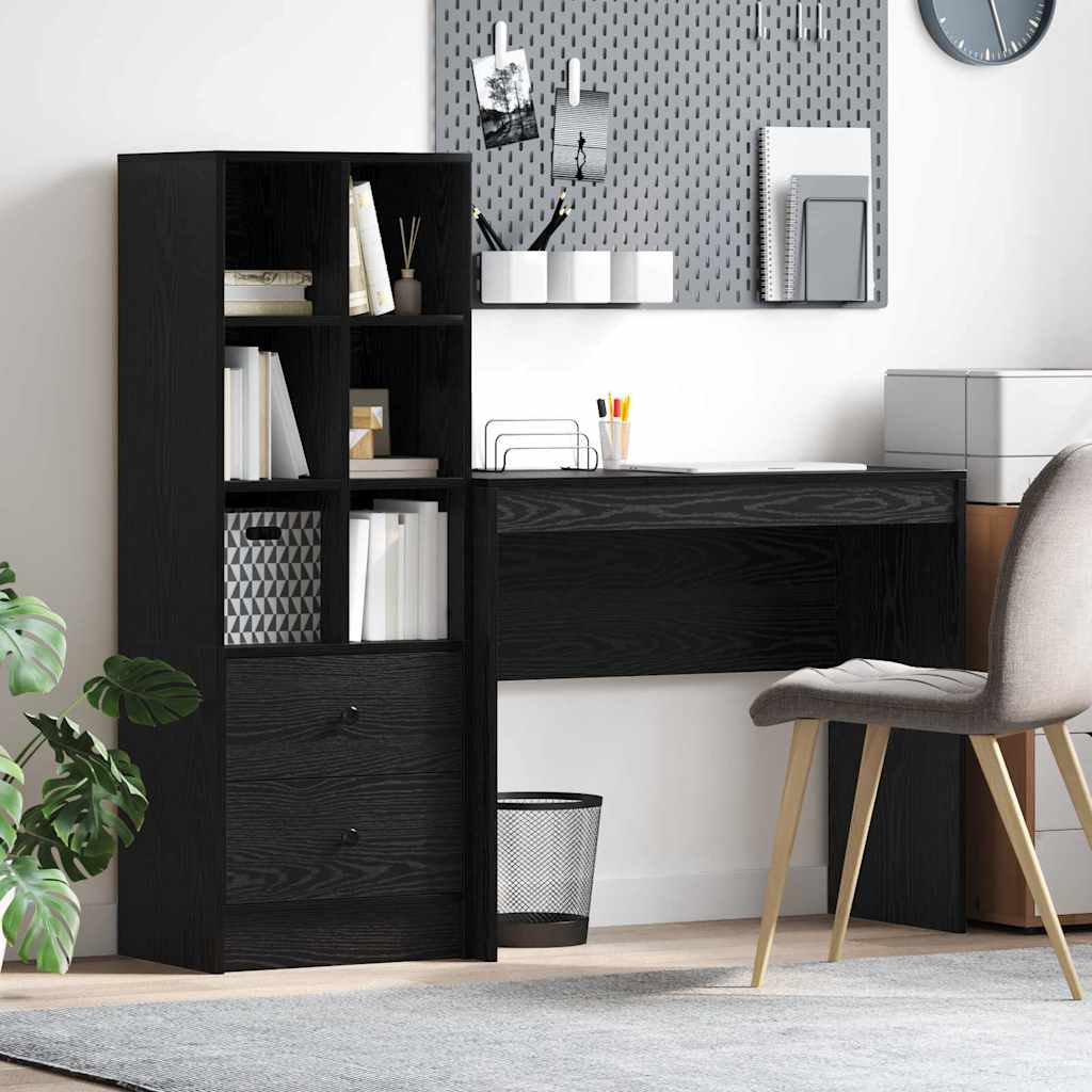 Desk with Drawers 2 pcs Black Oak Effect