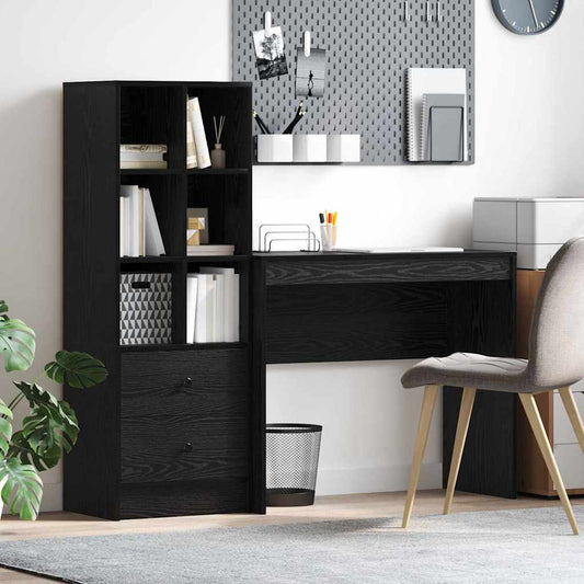 Schreibtisch mit Schubladen 2 pcs Schwarz Eichen-Optik