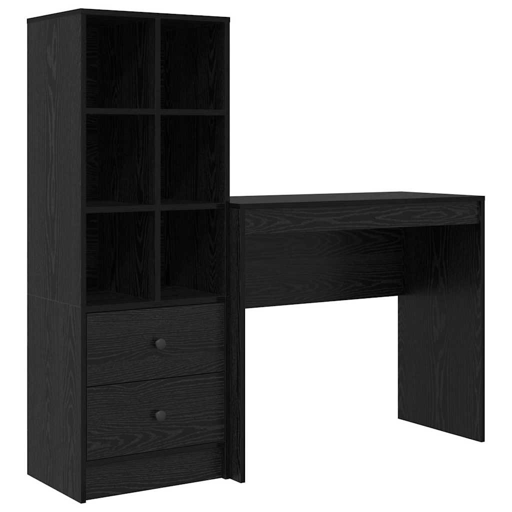 Desk with Drawers 2 pcs Black Oak Effect
