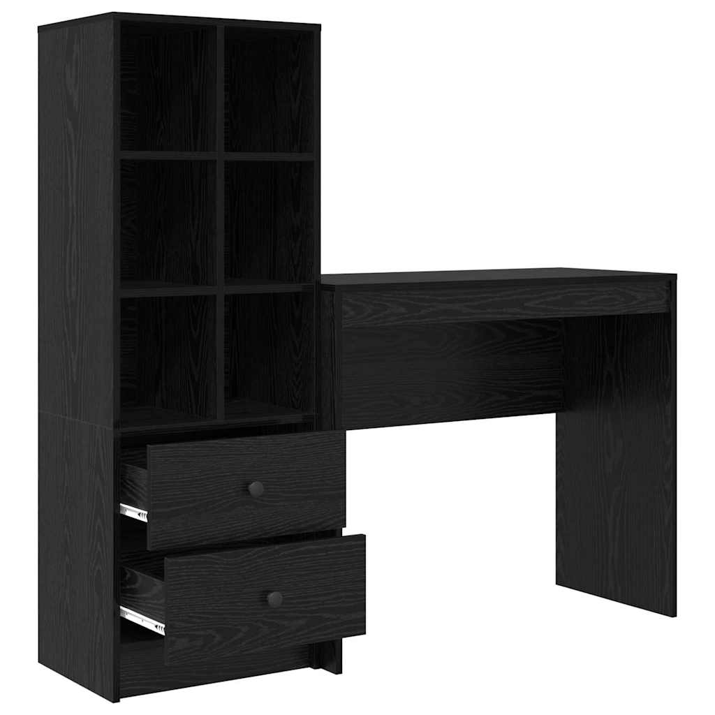 Desk with Drawers 2 pcs Black Oak Effect