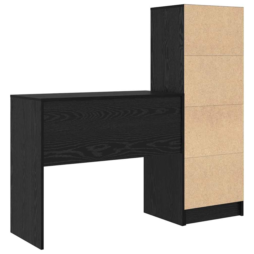 Desk with Drawers 2 pcs Black Oak Effect