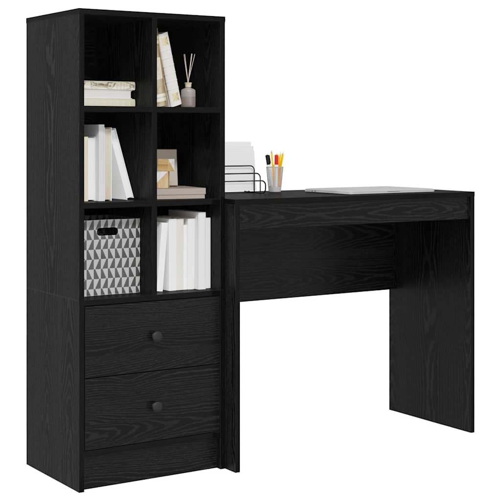 Desk with Drawers 2 pcs Black Oak Effect