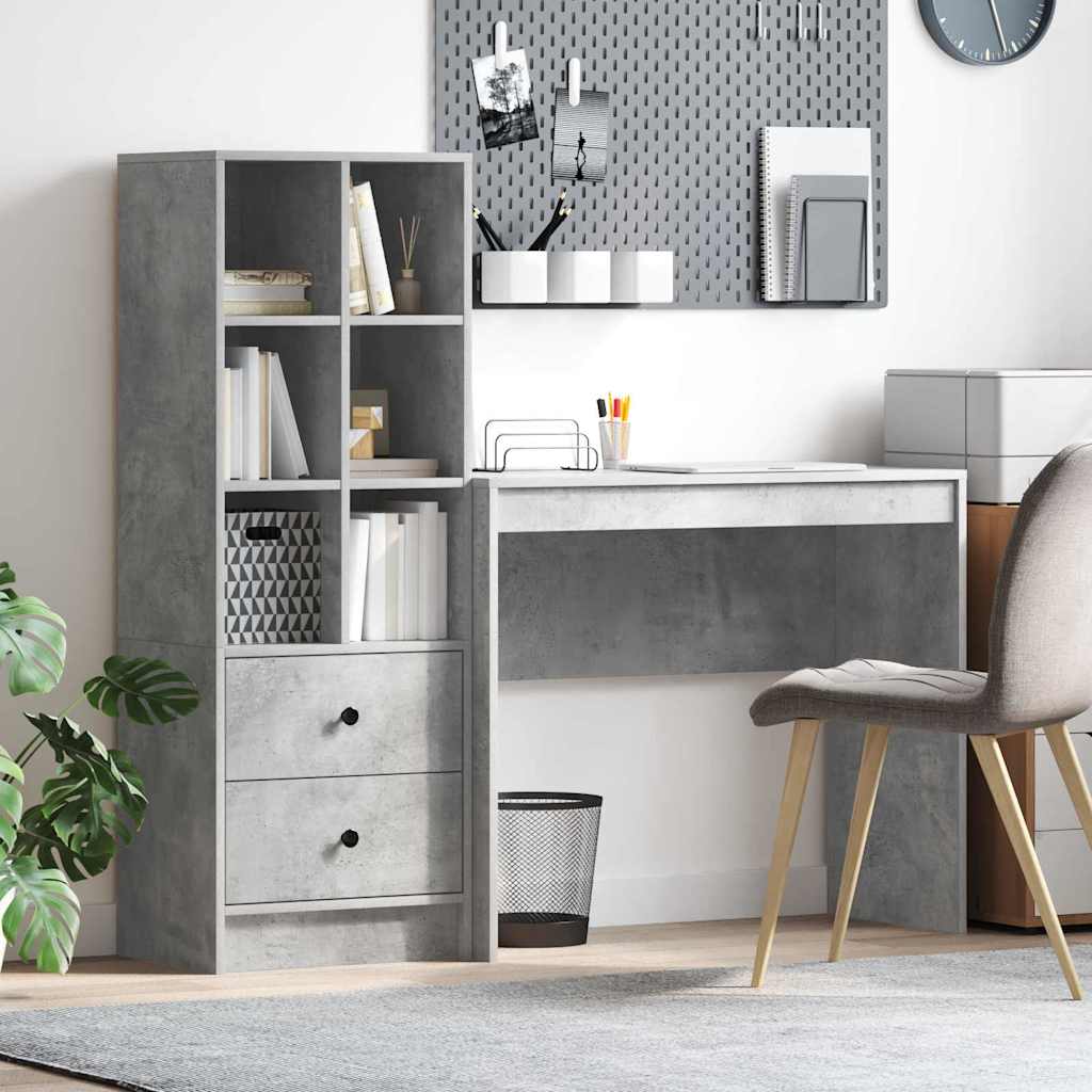 Bureaux avec tiroirs 2 pcs Gris béton