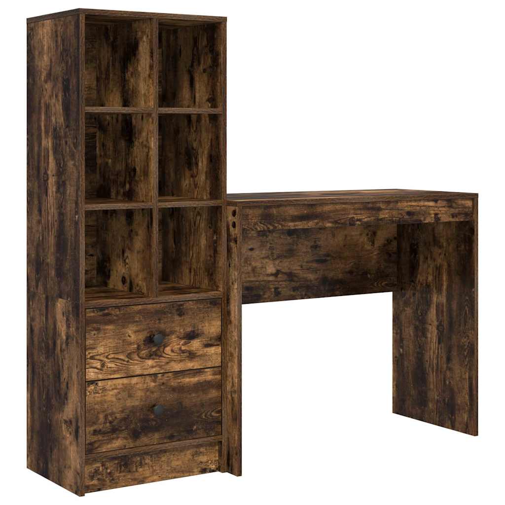 Schreibtisch mit Schubladen 2 pcs Geräucherte Eiche