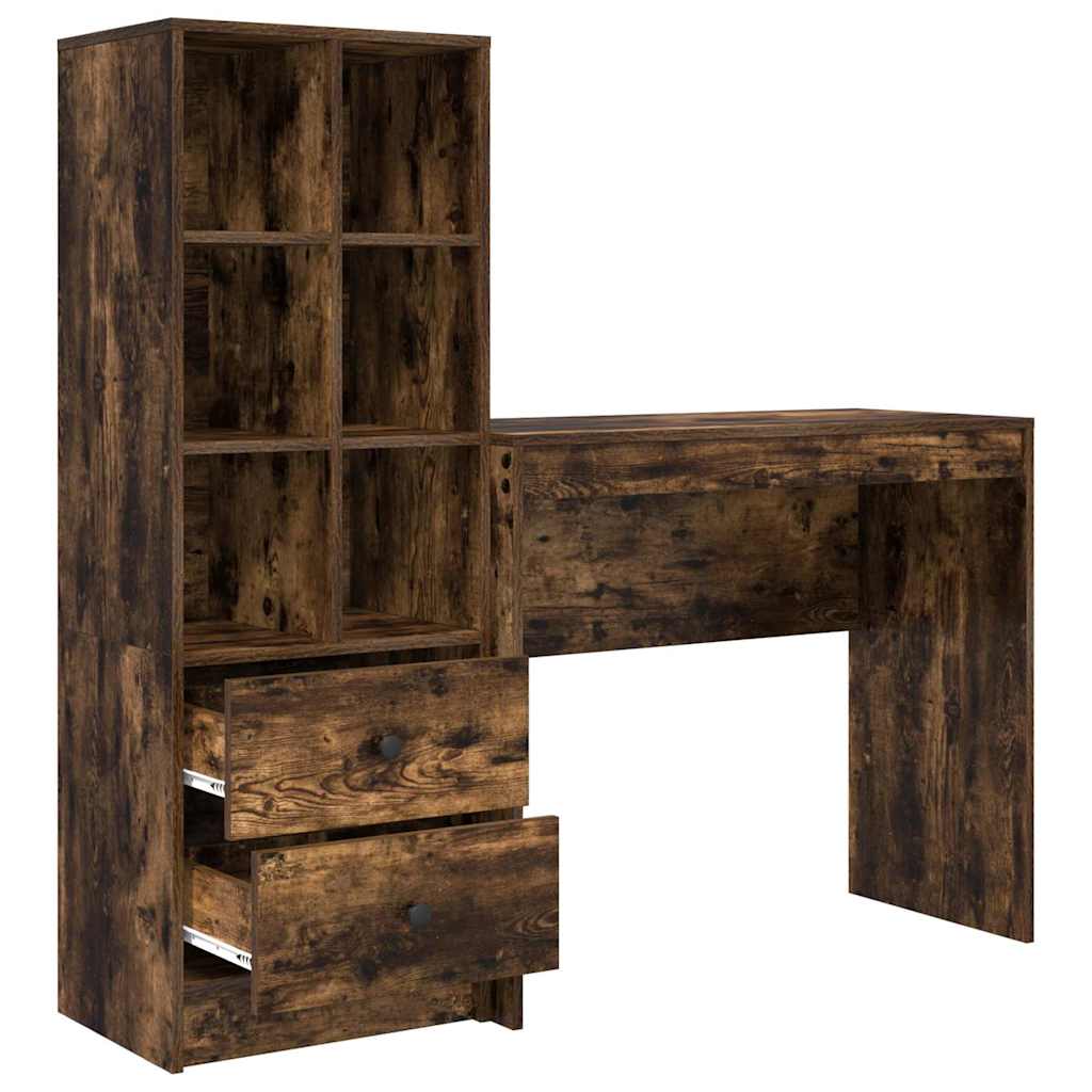 Schreibtisch mit Schubladen 2 pcs Geräucherte Eiche