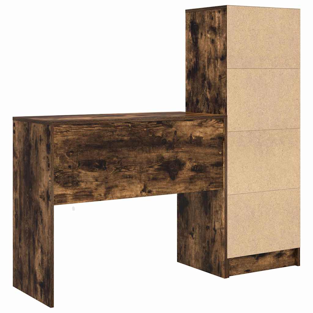 Schreibtisch mit Schubladen 2 pcs Geräucherte Eiche