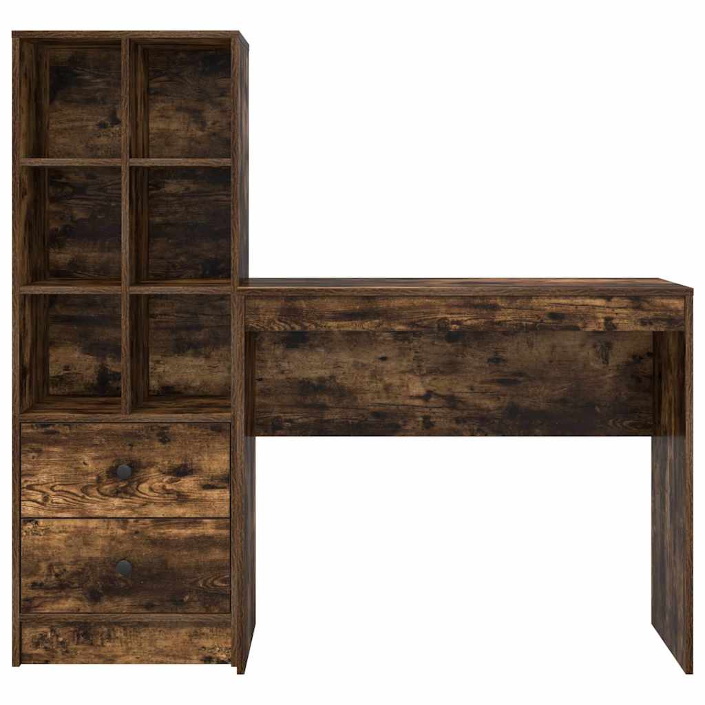 Schreibtisch mit Schubladen 2 pcs Geräucherte Eiche