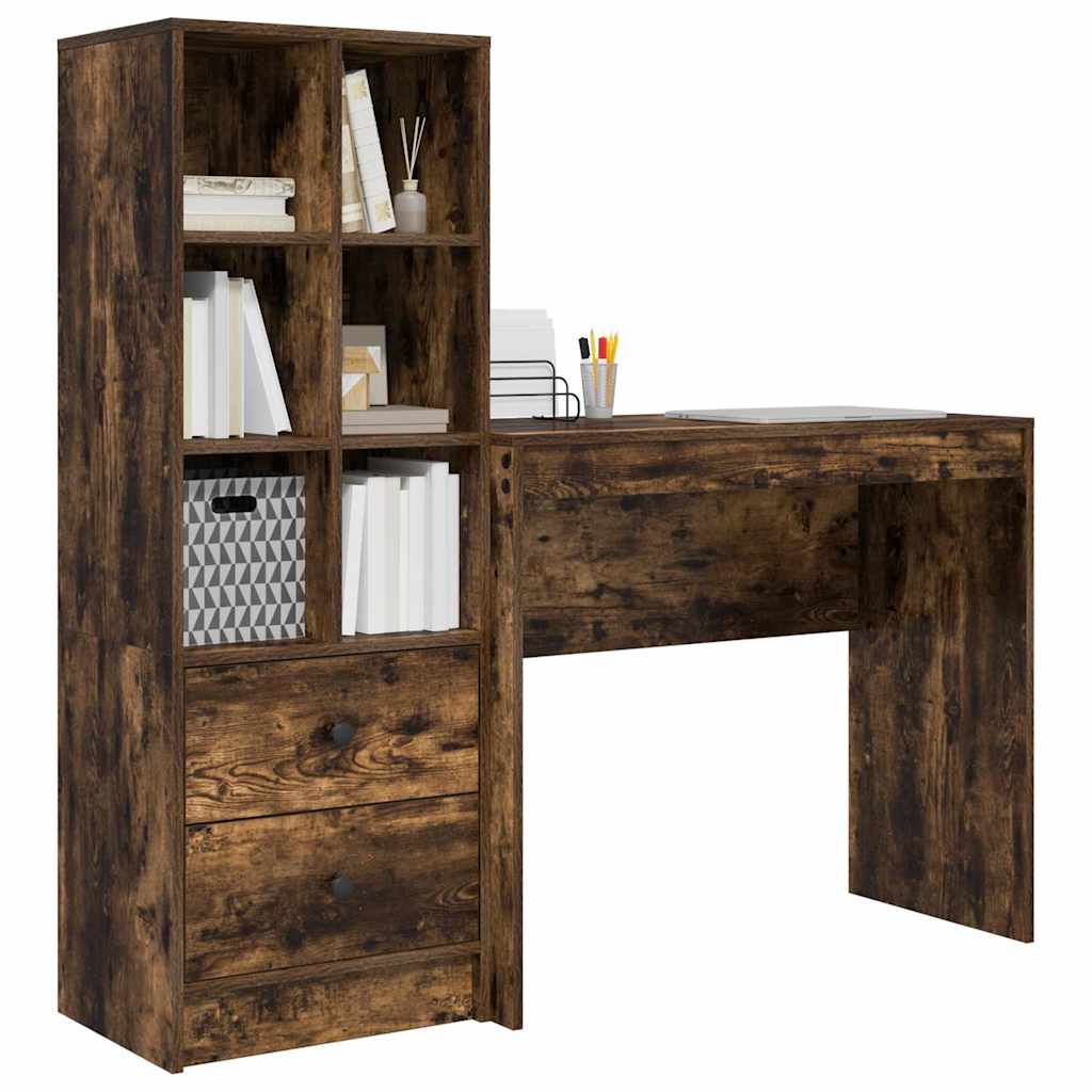 Schreibtisch mit Schubladen 2 pcs Geräucherte Eiche