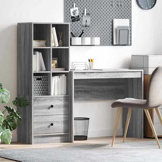 Schreibtisch mit Schubladen 2 pcs Graues Sonoma
