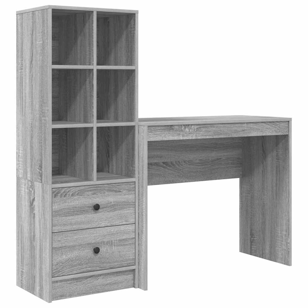 Schreibtisch mit Schubladen 2 pcs Graues Sonoma