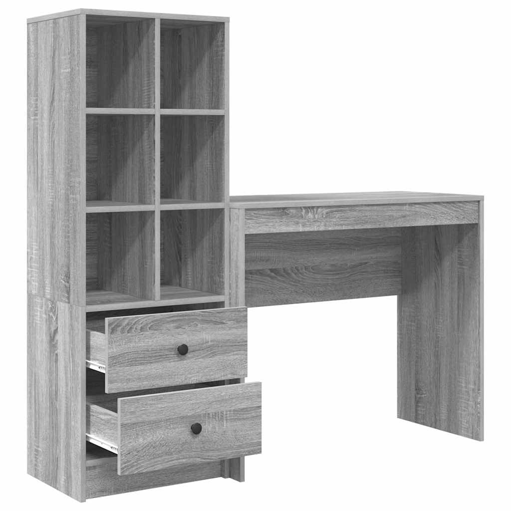 Schreibtisch mit Schubladen 2 pcs Graues Sonoma