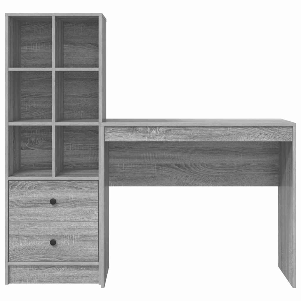 Schreibtisch mit Schubladen 2 pcs Graues Sonoma