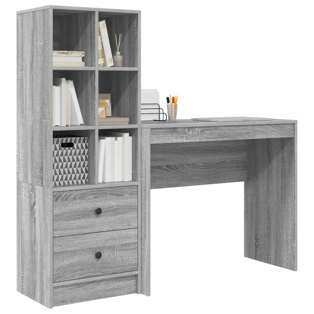 Schreibtisch mit Schubladen 2 pcs Graues Sonoma