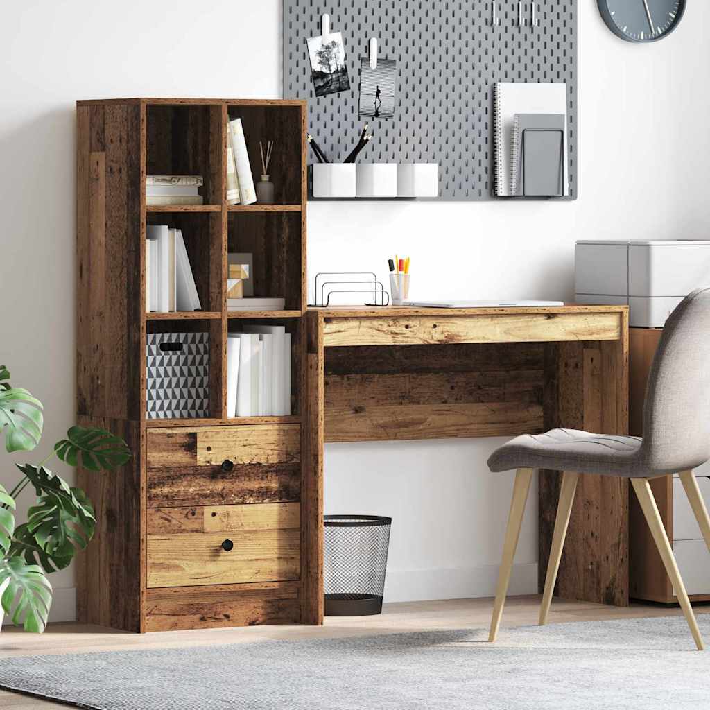 Desk with Drawers 2 pcs Reclaimed Wood