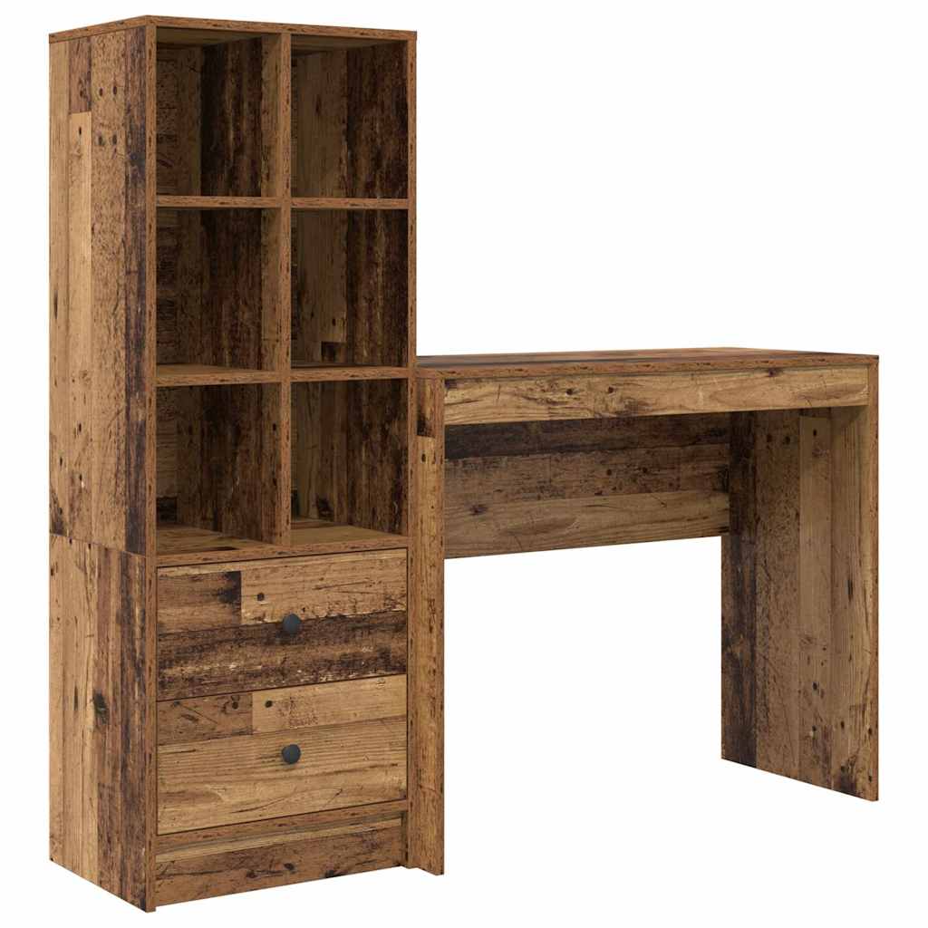 Desk with Drawers 2 pcs Reclaimed Wood