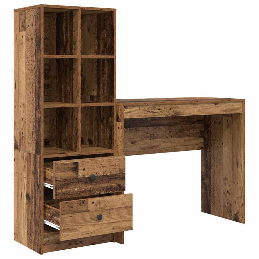 Desk with Drawers 2 pcs Reclaimed Wood